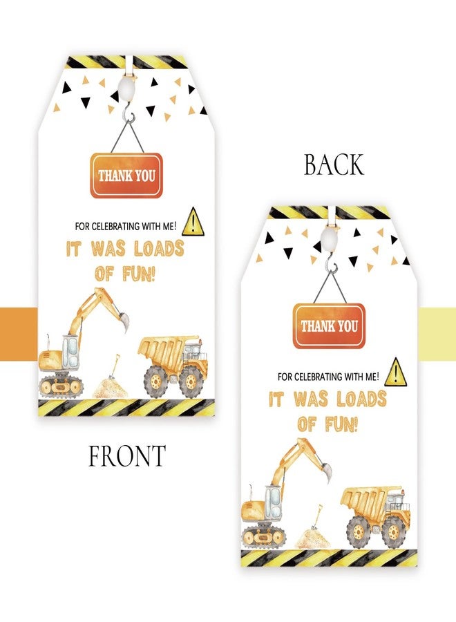 FORSHEEP 50pcs Construction Thank You Tags, Excavator Gift Tag with String for Boy Birthday Party, Dump Truck Thank You Paper Tags for Gender Reveal Party Favors - Image 4